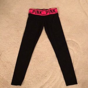 Pink Victoria Secrets slim fit yoga pants with barbiecore pink stretch waist